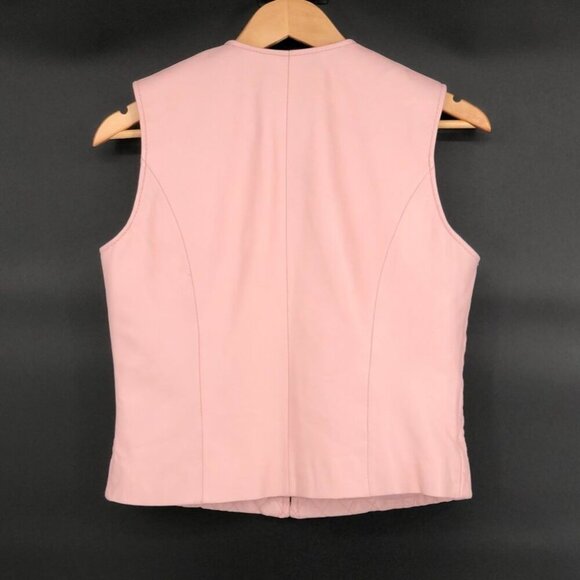 Peck & Peck Women's Quilted Lamb Leather Vest S Pink Zip-up Equestrian Preppy - Picture 2 of 11